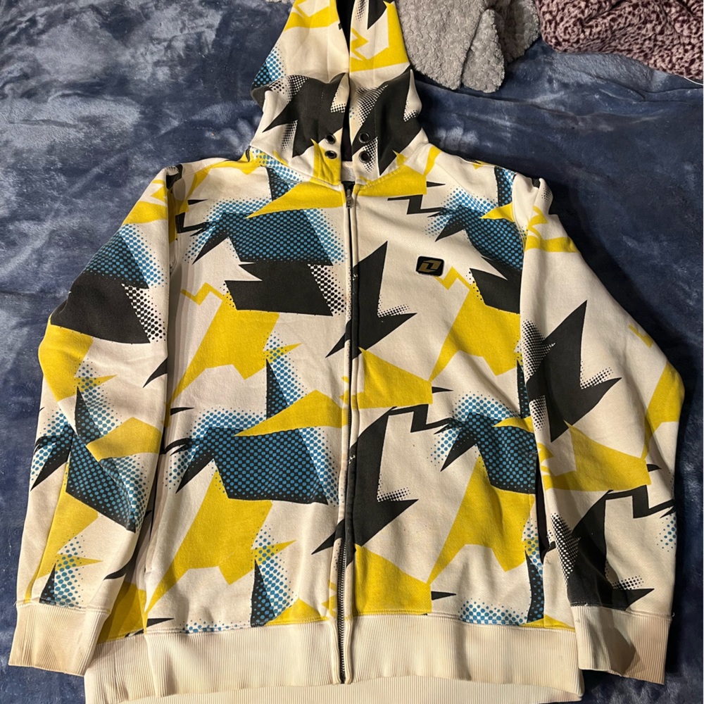 Geometric One Industries Yellow and Blue Hoodie